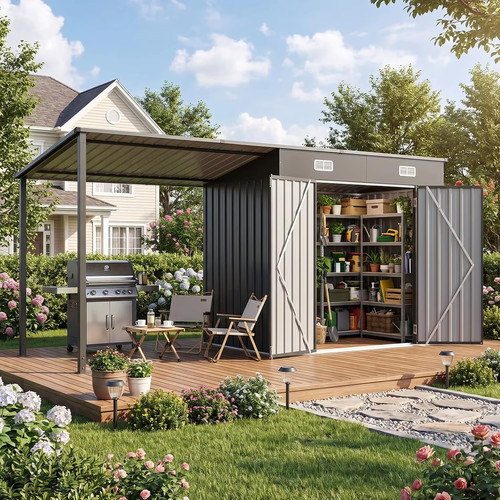12x4ft outdoor lean shed - 12x4ft,